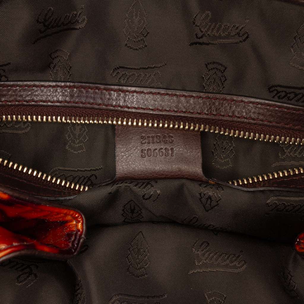 Gucci Patent Tortoise Shell Monogram Hysteria Tote - Detail 1