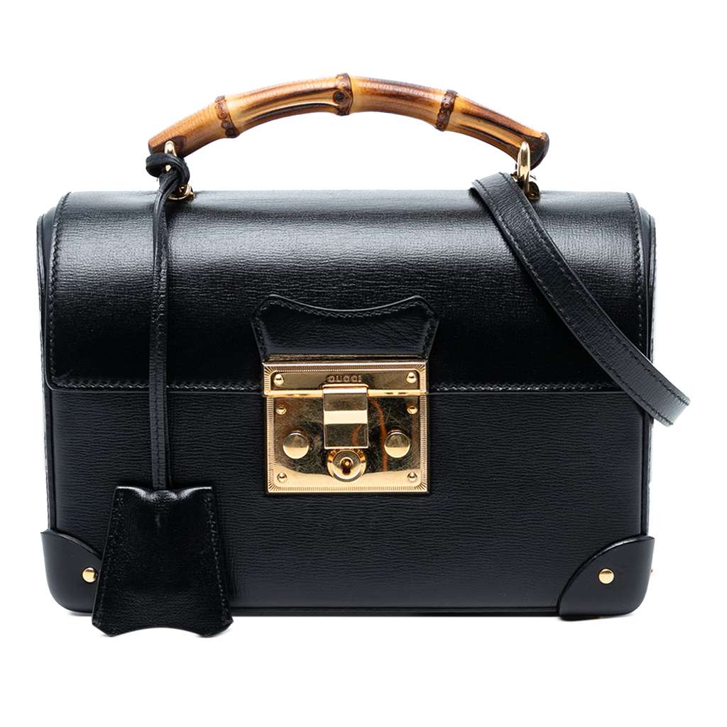 Gucci Small Leather Bamboo Padlock Satchel
