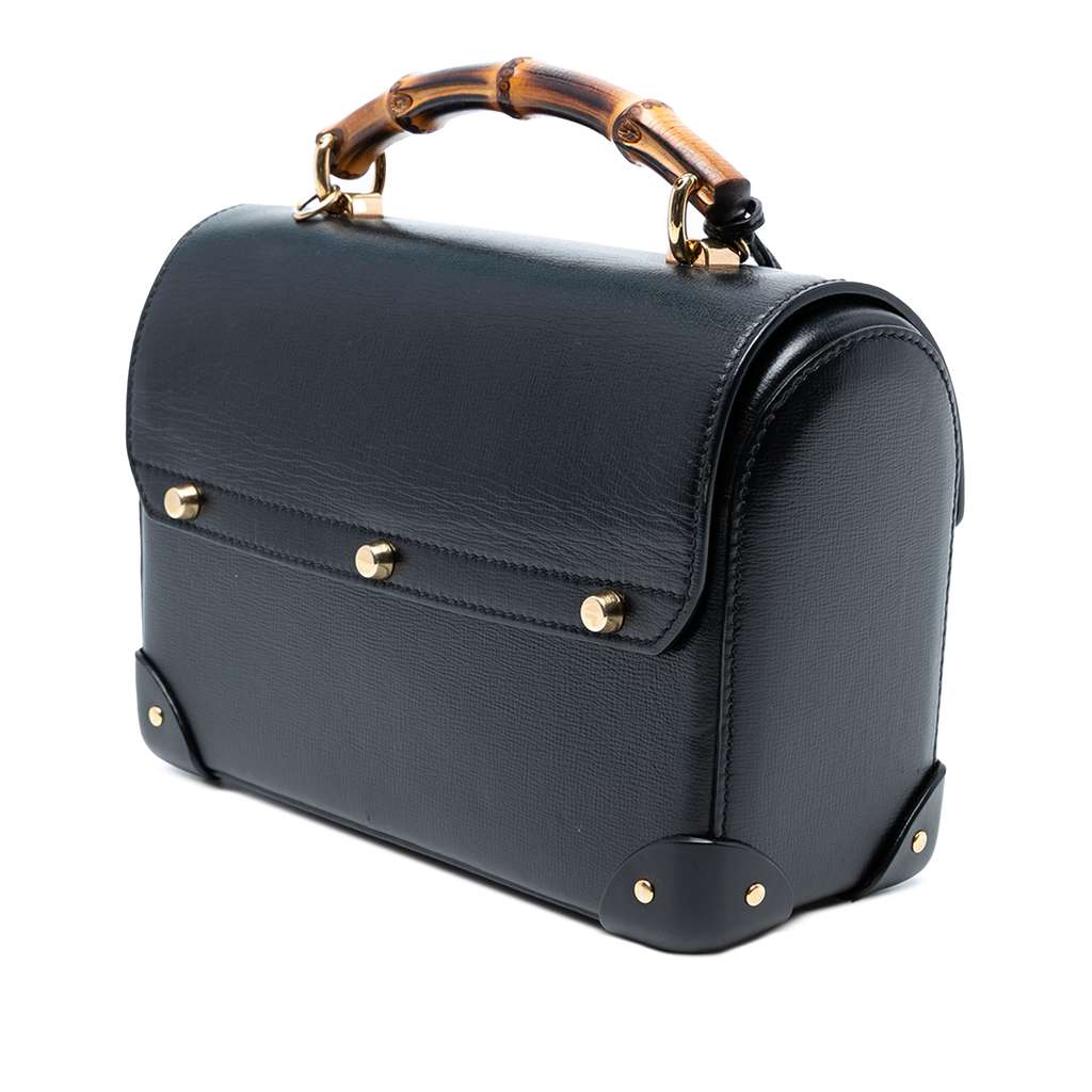 Gucci Small Leather Bamboo Padlock Satchel - Back view