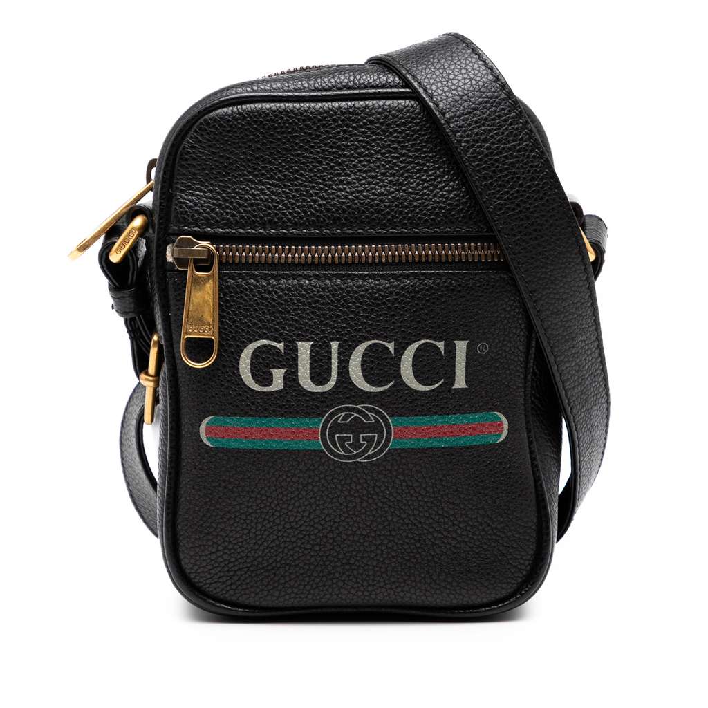Gucci Mini Grained Calfskin Logo Crossbody