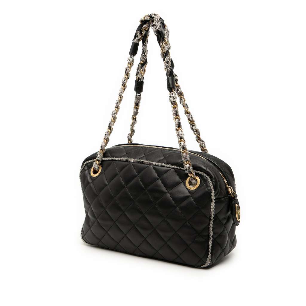 Chanel CC Quilted Lambskin Tweedy Bowler Bag - Back view
