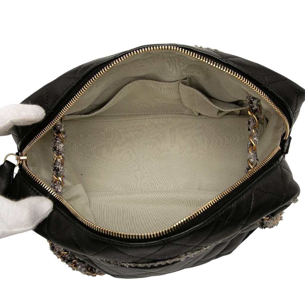 Chanel CC Quilted Lambskin Tweedy Bowler Bag - 4