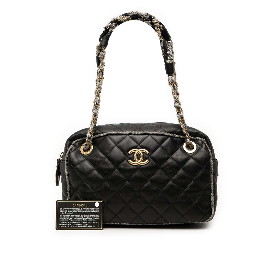 Chanel CC Quilted Lambskin Tweedy Bowler Bag - Image 10