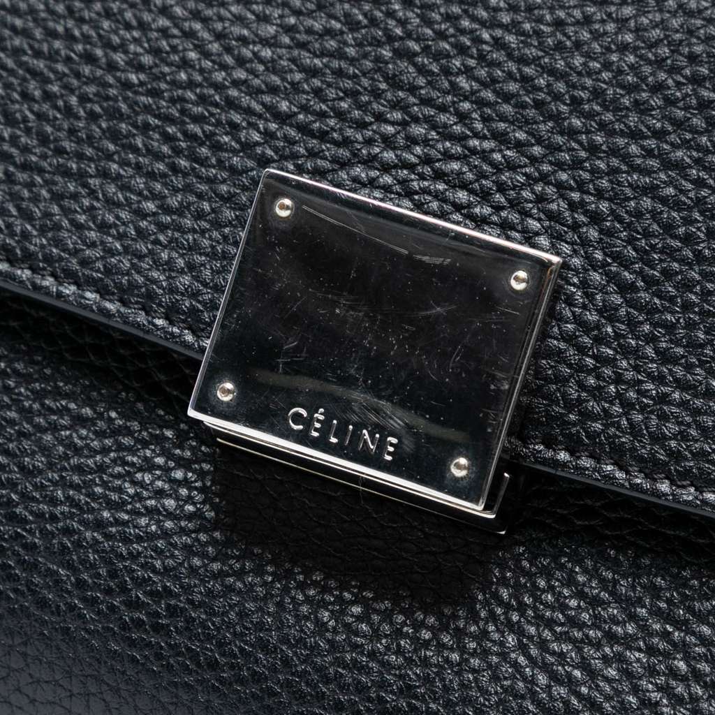 Celine Small Drummed Calfskin and Suede Trapeze Satchel - Side view