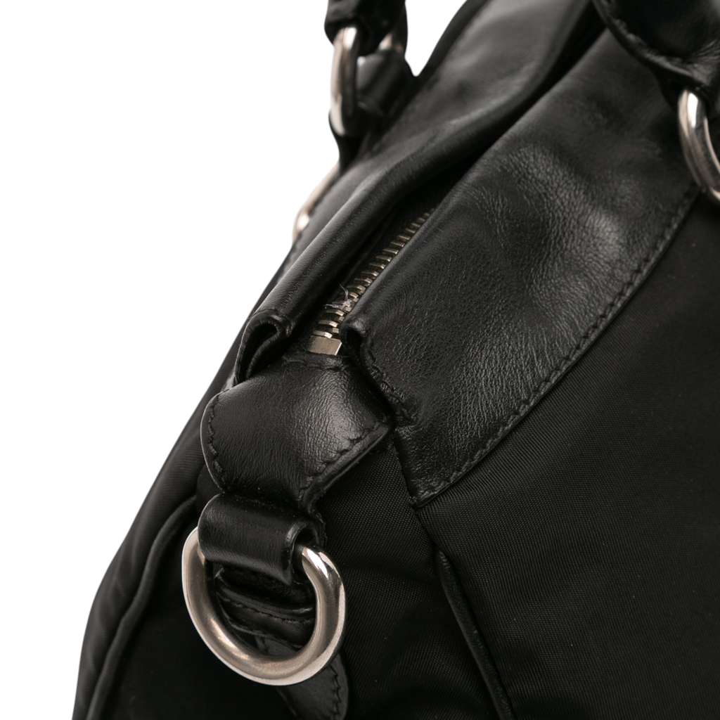 Prada Soft Calf Trimmed Tessuto Zip Top Satchel - Image 10