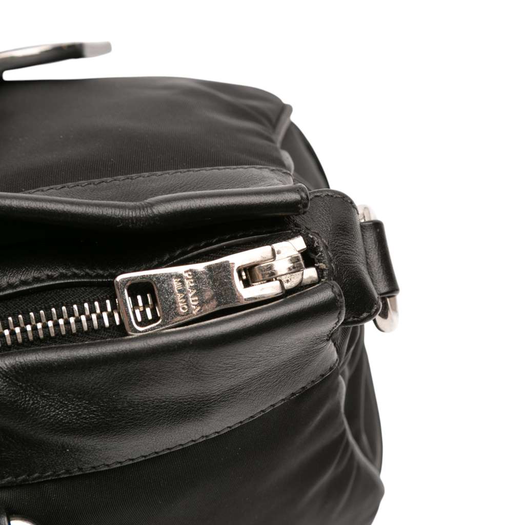 Prada Soft Calf Trimmed Tessuto Zip Top Satchel - Image 11