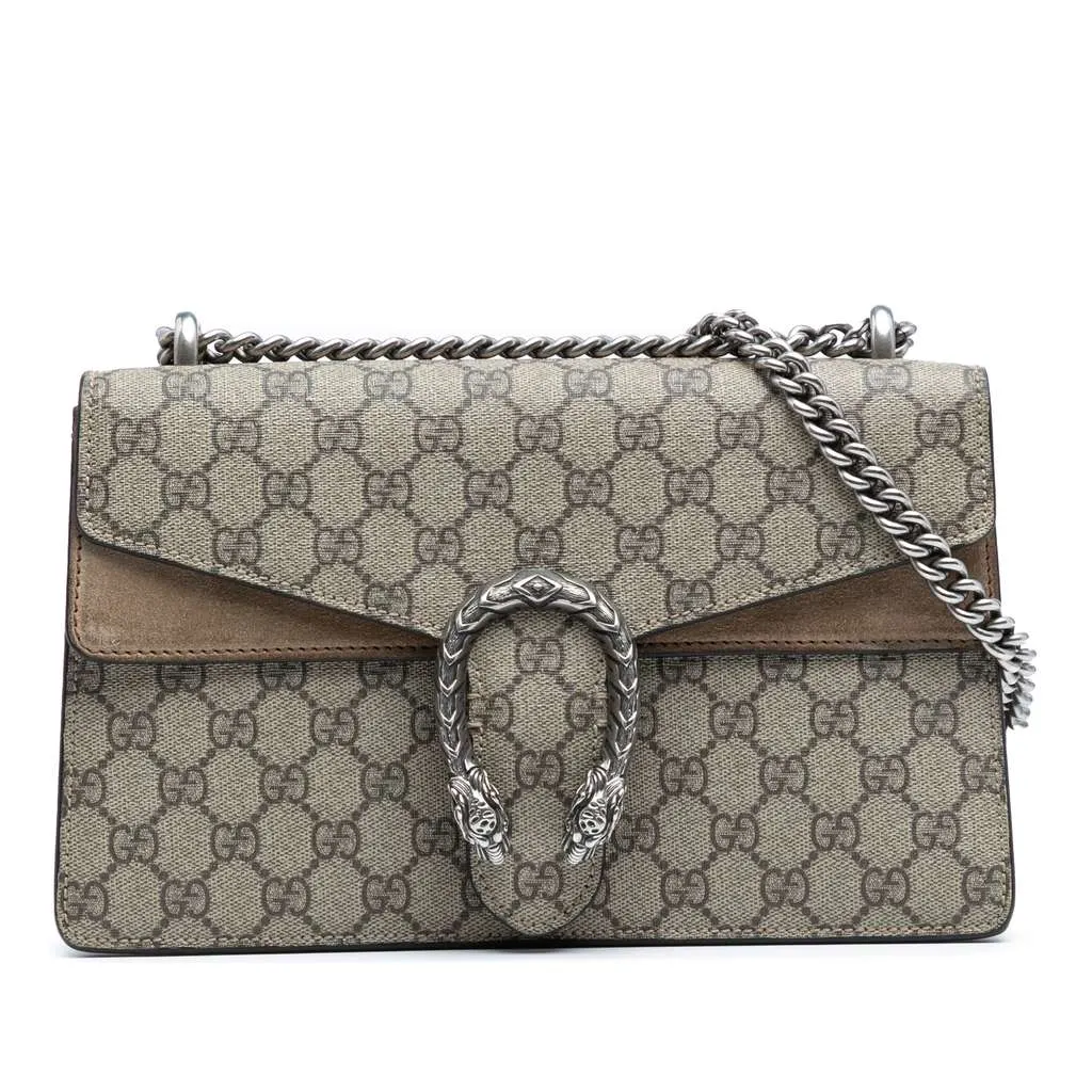 Gucci Medium GG Supreme Dionysus Shoulder Bag Brown Canvas Good - Front View