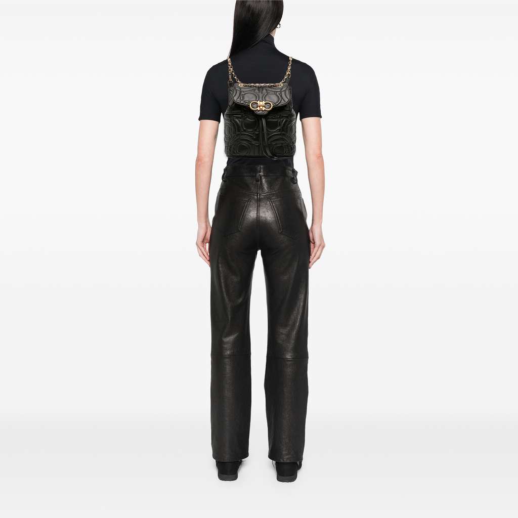 Salvatore Ferragamo Small Quilted Leather Double Gancini Backpack - Image 12