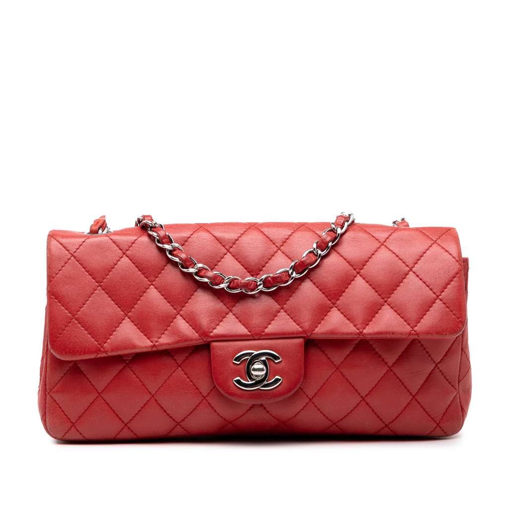 Chanel CC Quilted Lambskin East West Single Flap