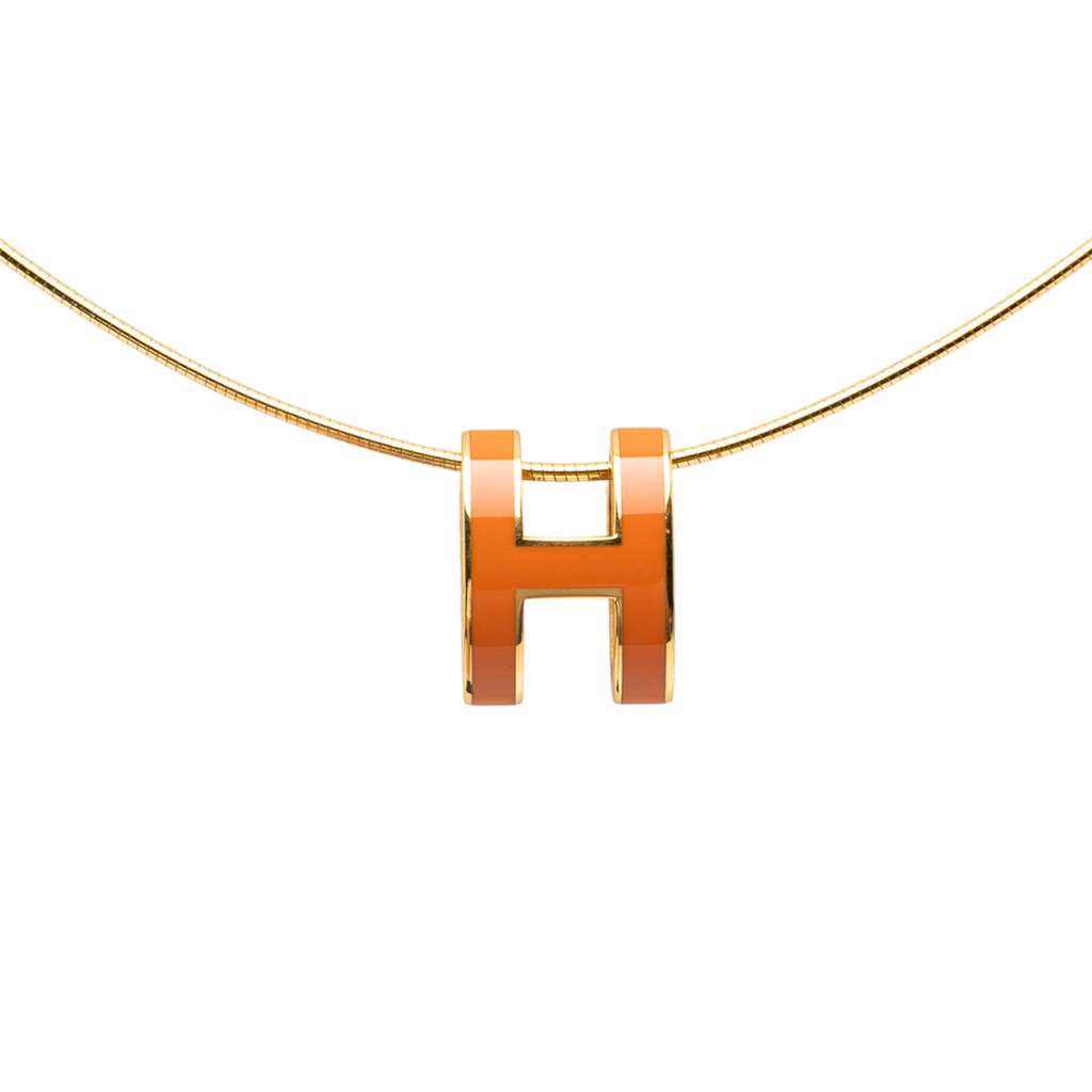 Hermès Gold Plated Enamel Pop H Pendant Necklace - Back view