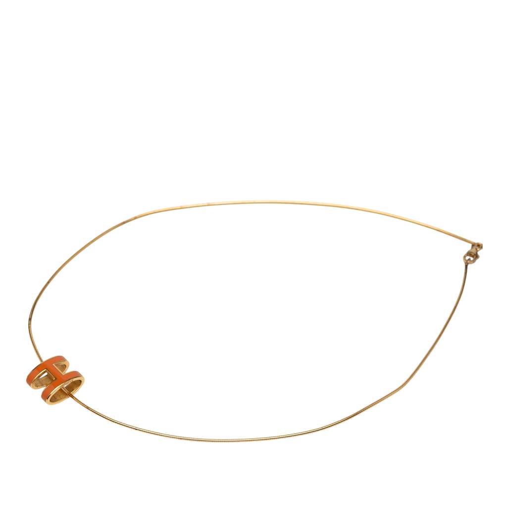 Hermès Gold Plated Enamel Pop H Pendant Necklace - Image 6