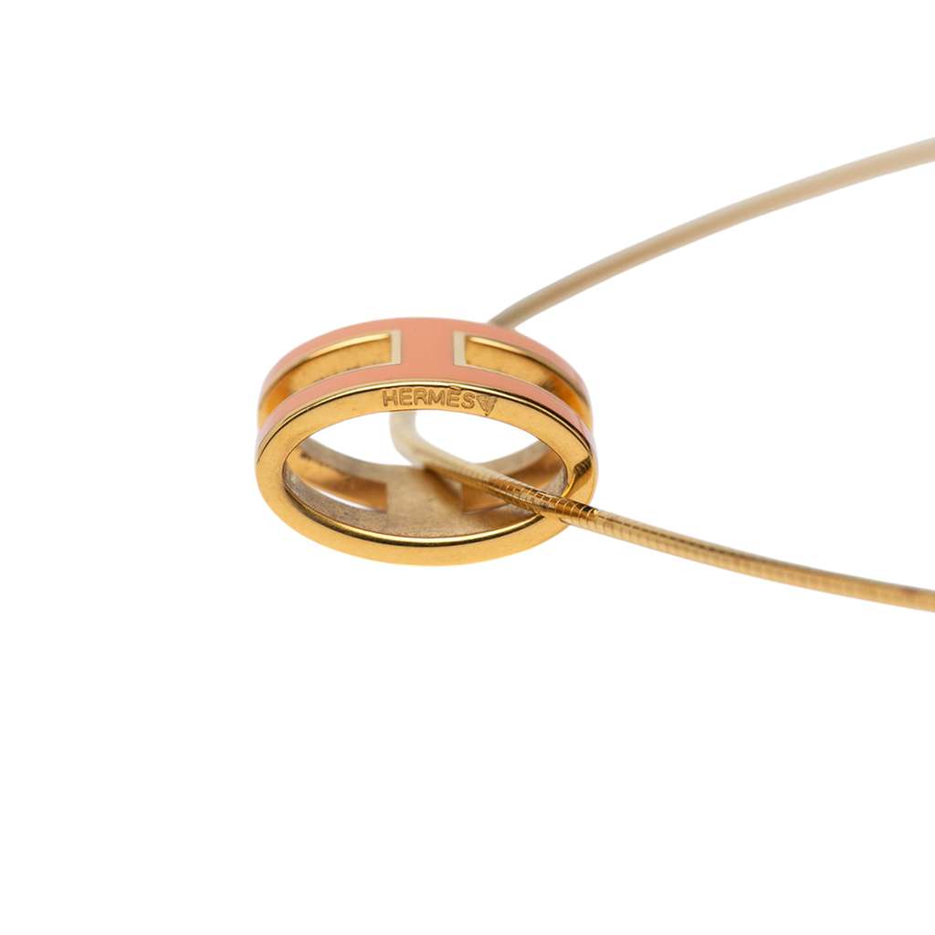 Hermès Gold Plated Enamel Pop H Pendant Necklace - 4
