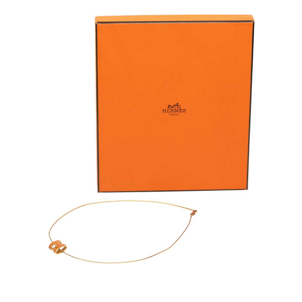 Hermès Gold Plated Enamel Pop H Pendant Necklace - Detail 2