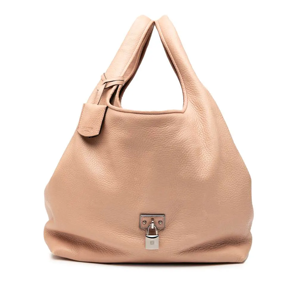 Loewe Calfskin Calle Lock Shoulder Bag Brown Leather Very good - Front View
