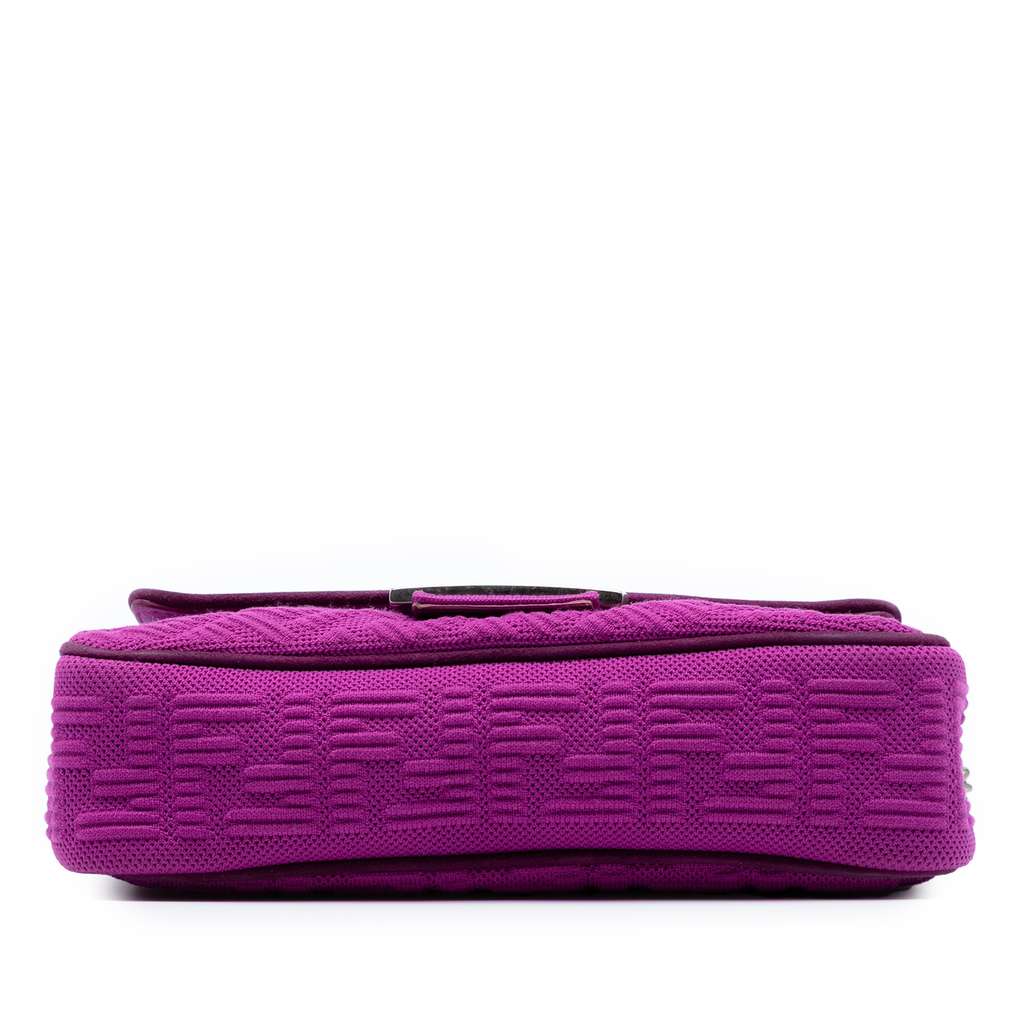 Fendi Zucca Embossed Technical Fabric Chain Midi Baguette - Image 6