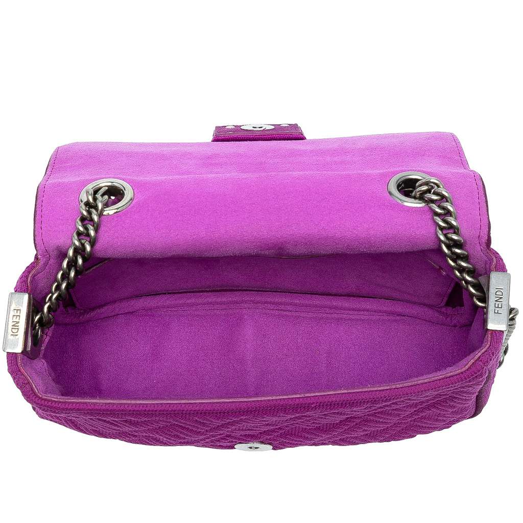 Fendi Zucca Embossed Technical Fabric Chain Midi Baguette - 4