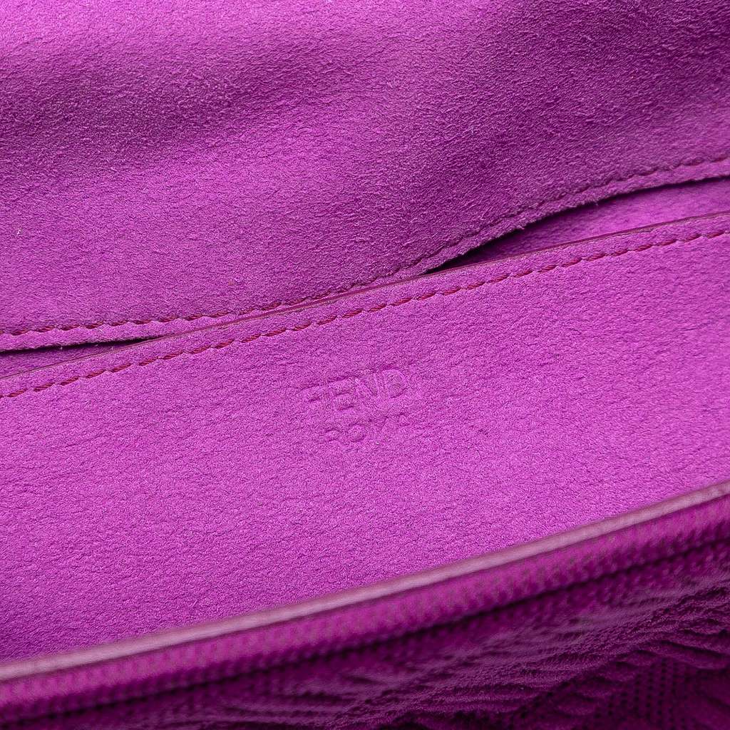 Fendi Zucca Embossed Technical Fabric Chain Midi Baguette - Detail 1