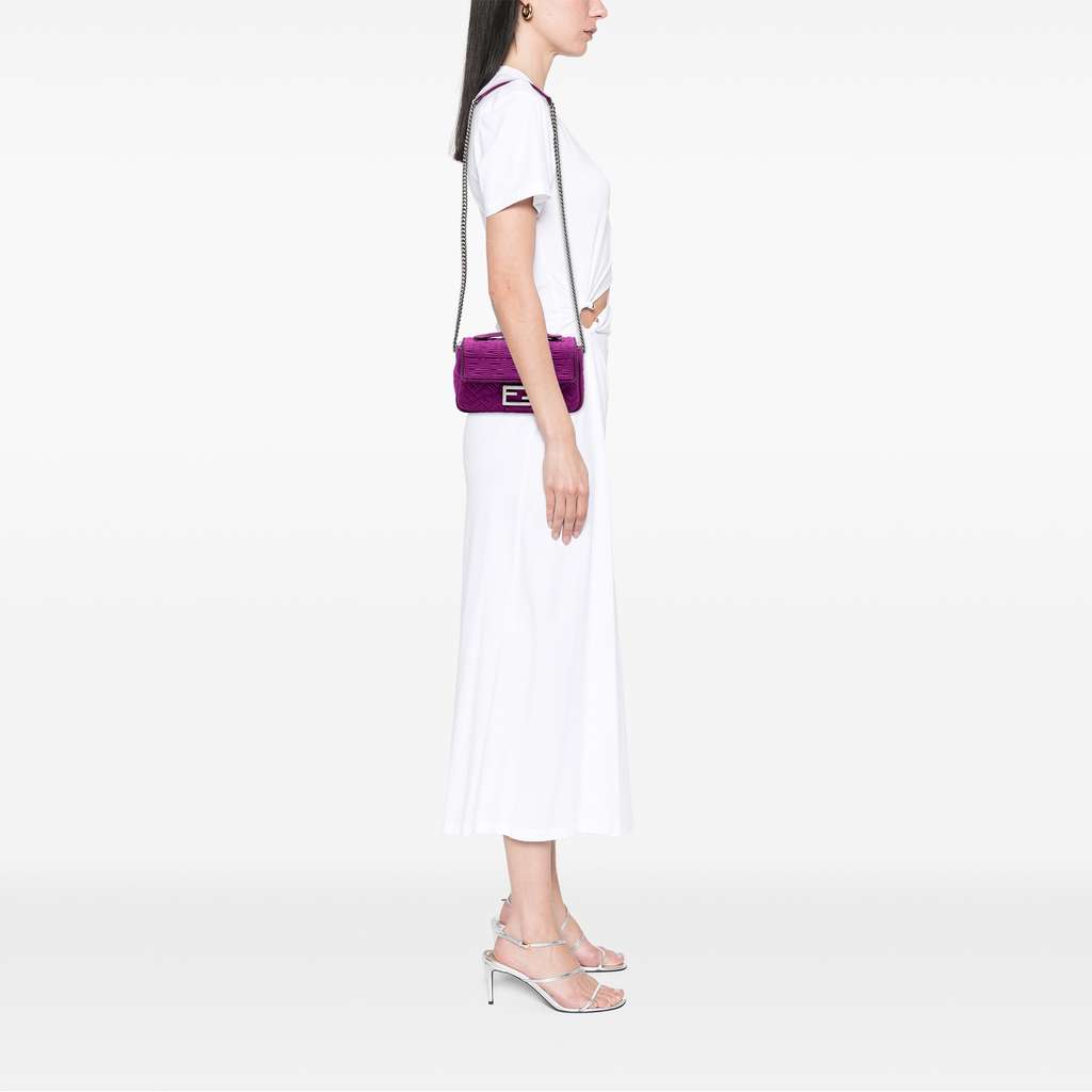 Fendi Zucca Embossed Technical Fabric Chain Midi Baguette - Detail 2