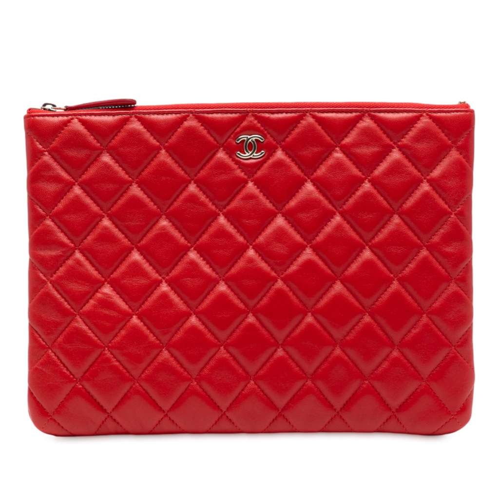 Chanel Medium Quilted Lambskin O Case Clutch