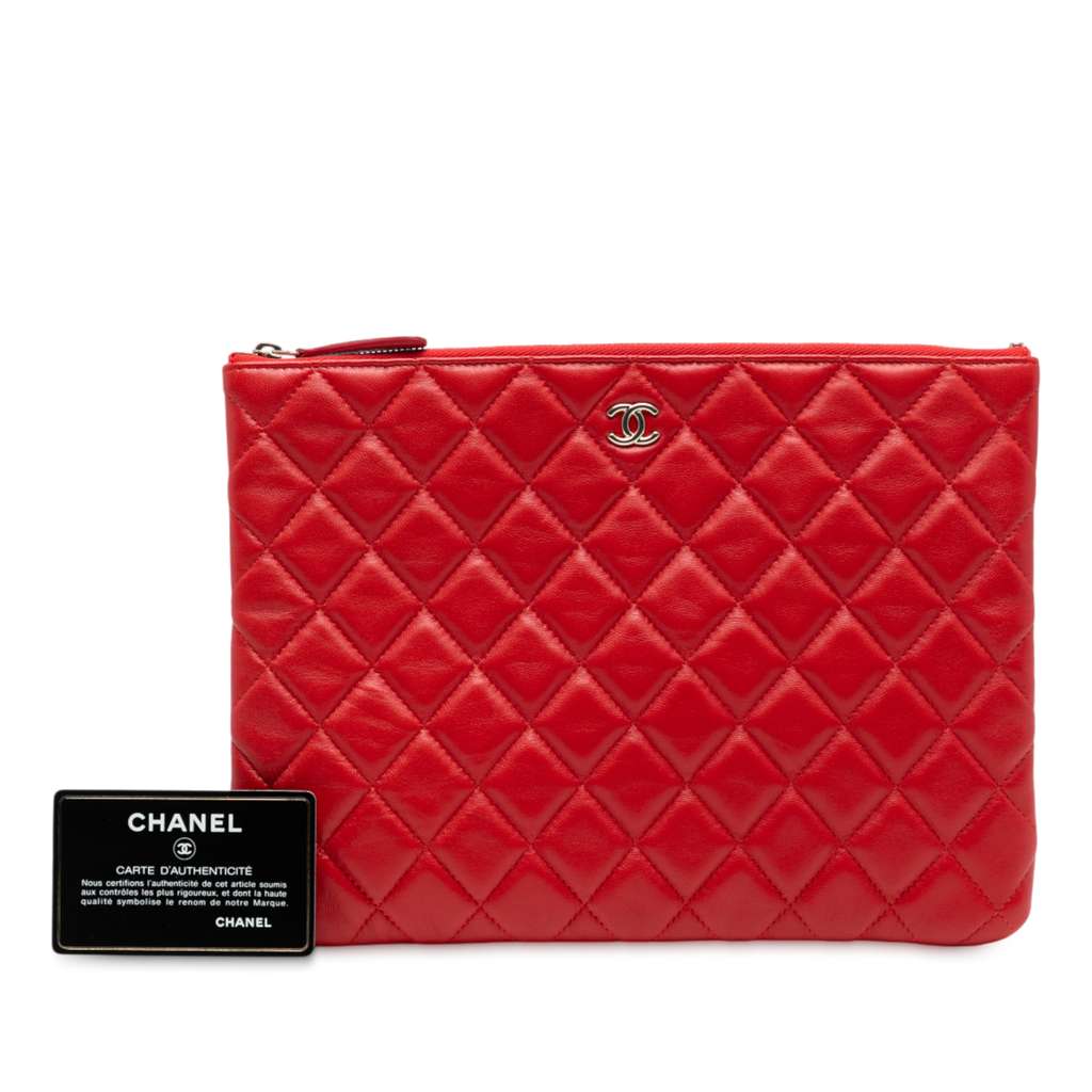 Chanel Medium Quilted Lambskin O Case Clutch - Image 10