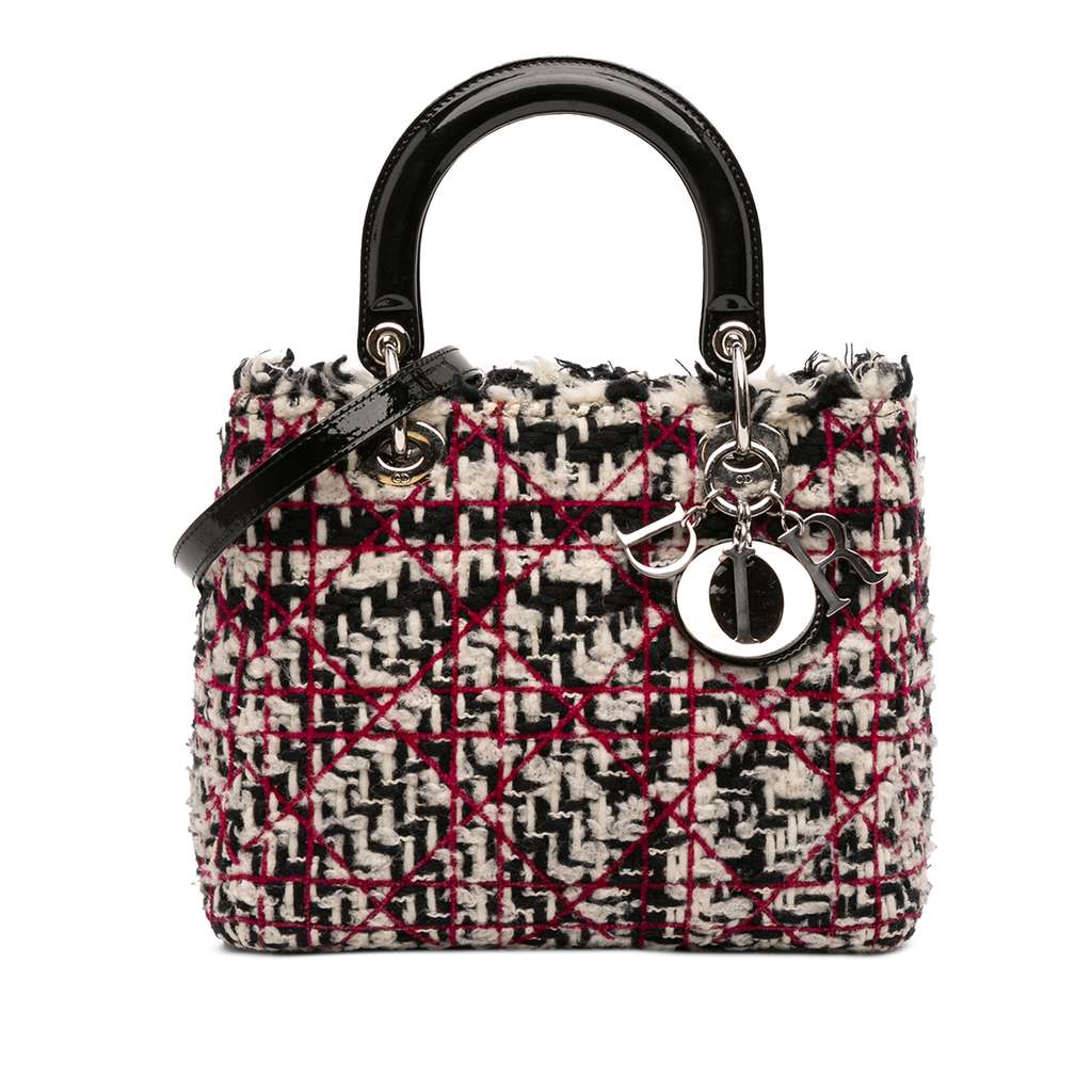 Dior Medium Tweed Cannage Fringe Lady Dior