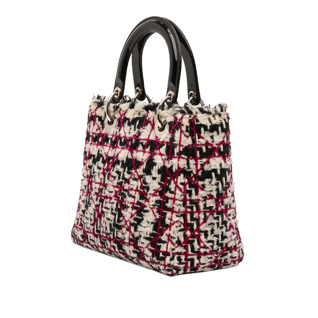 Dior Medium Tweed Cannage Fringe Lady Dior - Back view