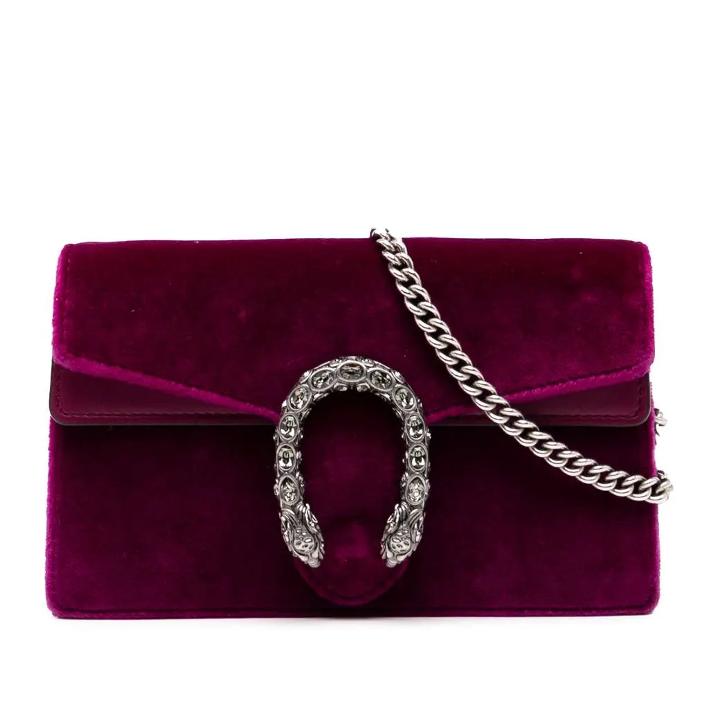 Gucci Mini Velvet Dionysus Crossbody Purple Velvet Good - Front View