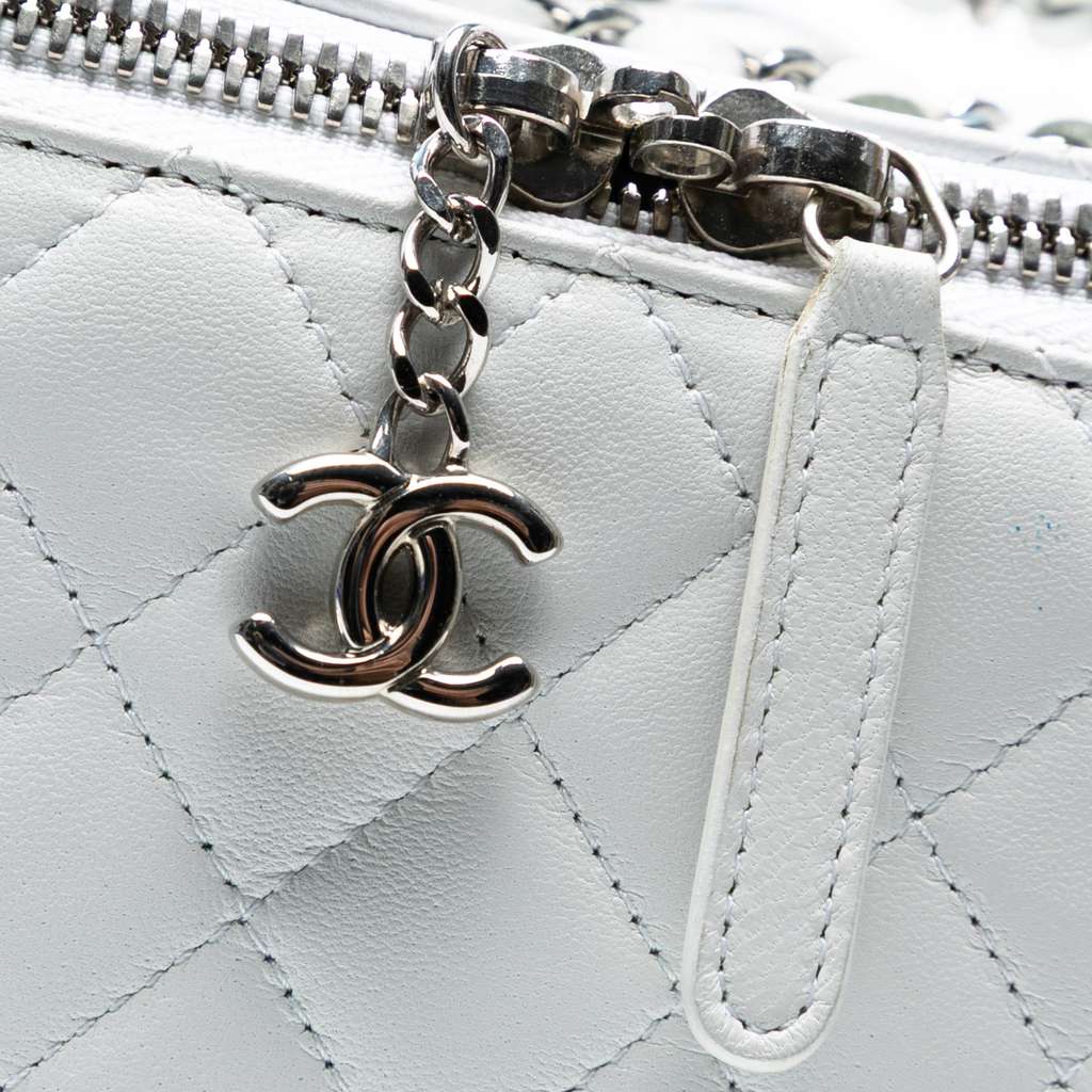 Chanel Large Quilted Lambskin Top Handle Jewelry Box With Chain - Detail 1