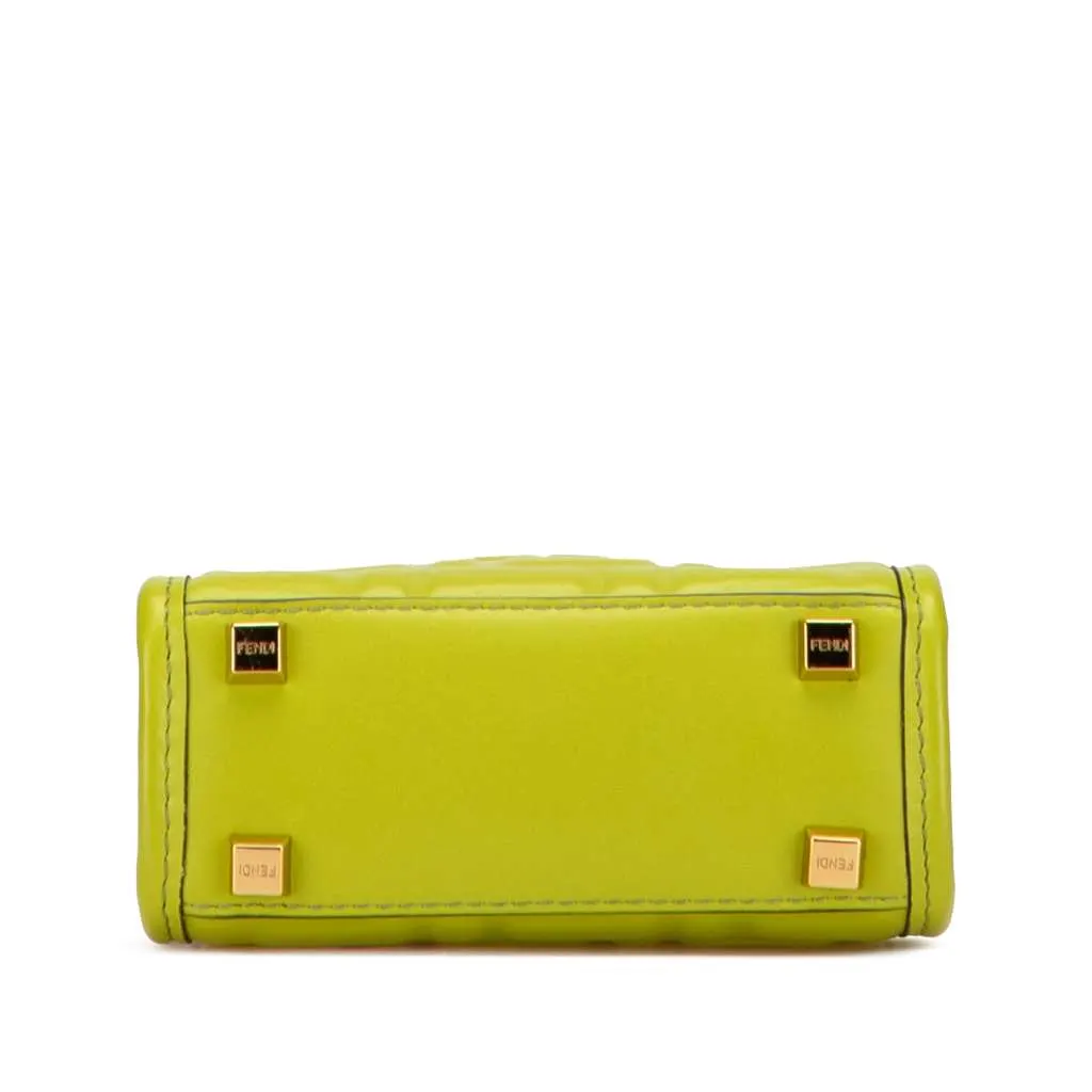 Fendi Mini Zucca Embossed Leather Sunshine Shopper Tote Green Leather Very good - Inside View