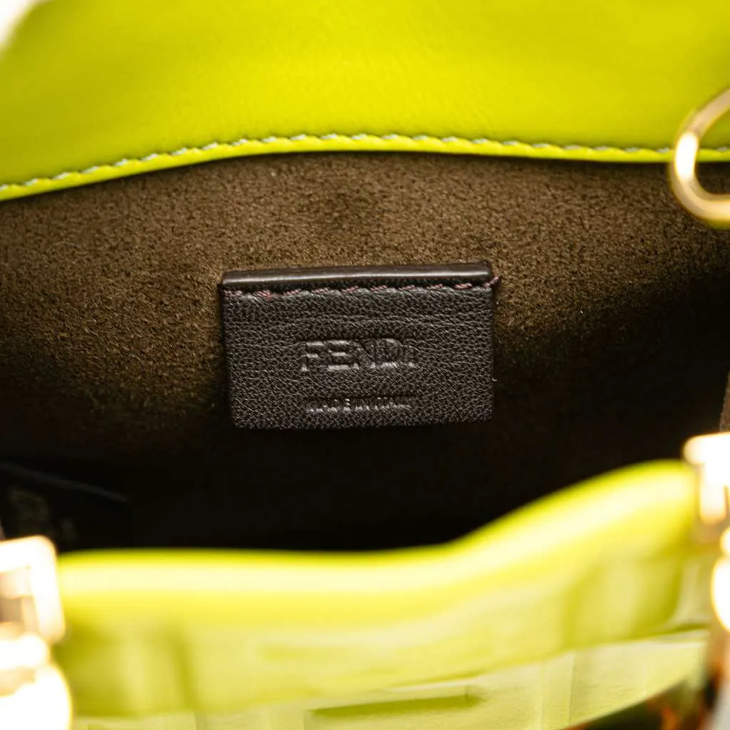 Fendi Mini Zucca Embossed Leather Sunshine Shopper Tote Green Leather Very good - Box View