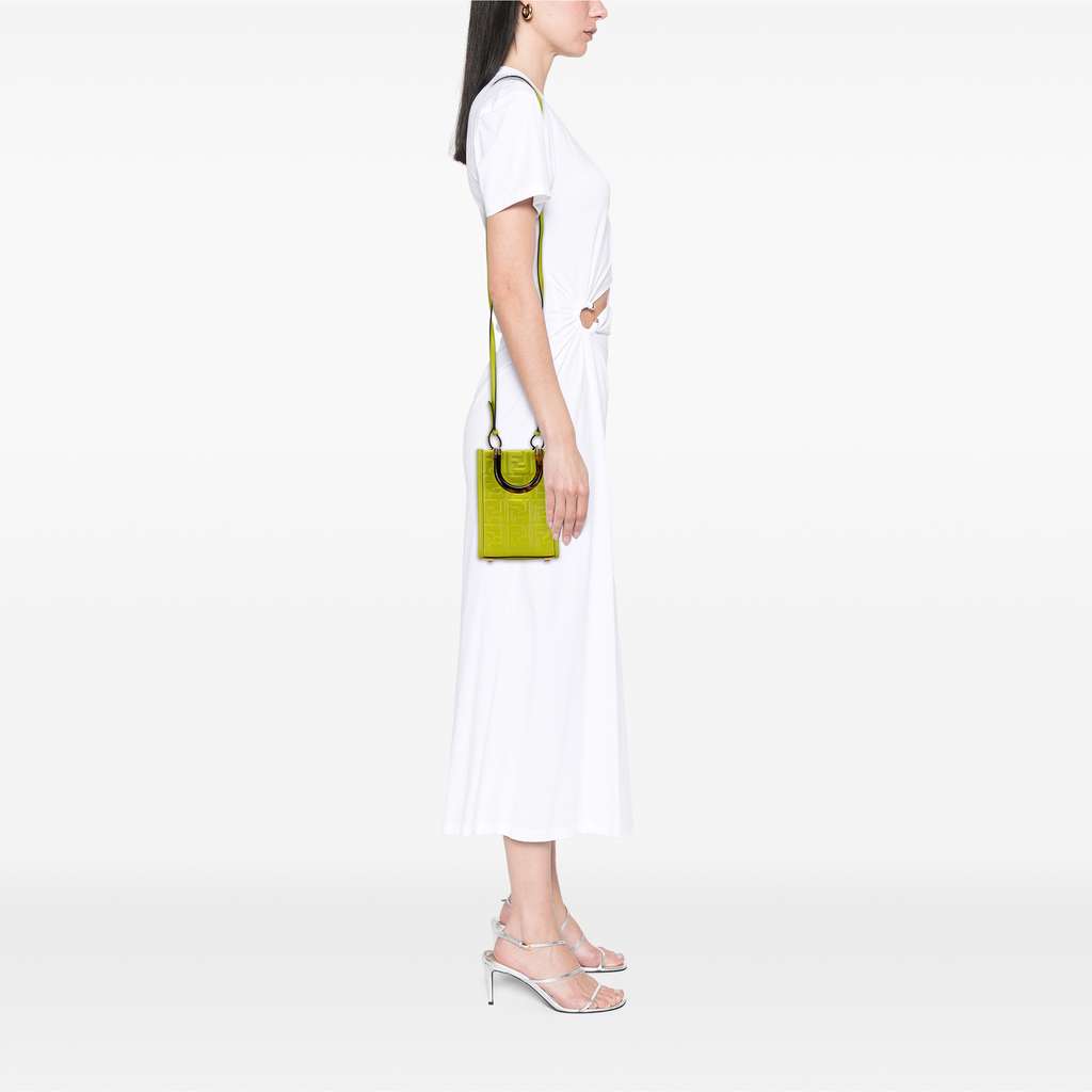 Fendi Mini Zucca Embossed Leather Sunshine Shopper Tote - Image 11