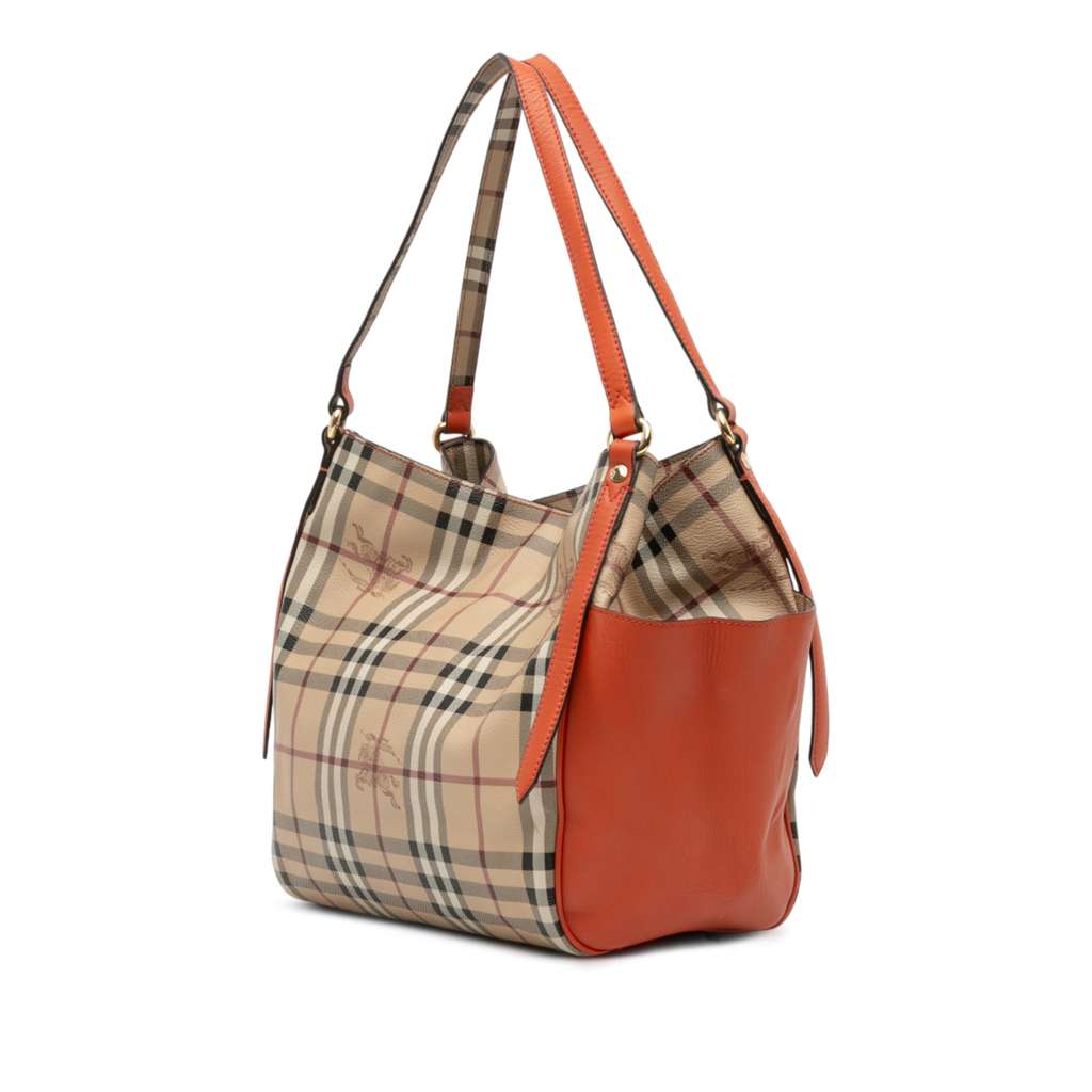 Burberry Small Leather Trimmed Haymarket Check Coated Canvas Canterbury Tote - Back view