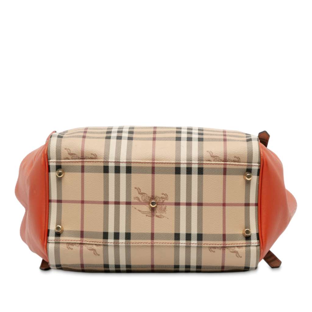 Burberry Small Leather Trimmed Haymarket Check Coated Canvas Canterbury Tote - Image 6