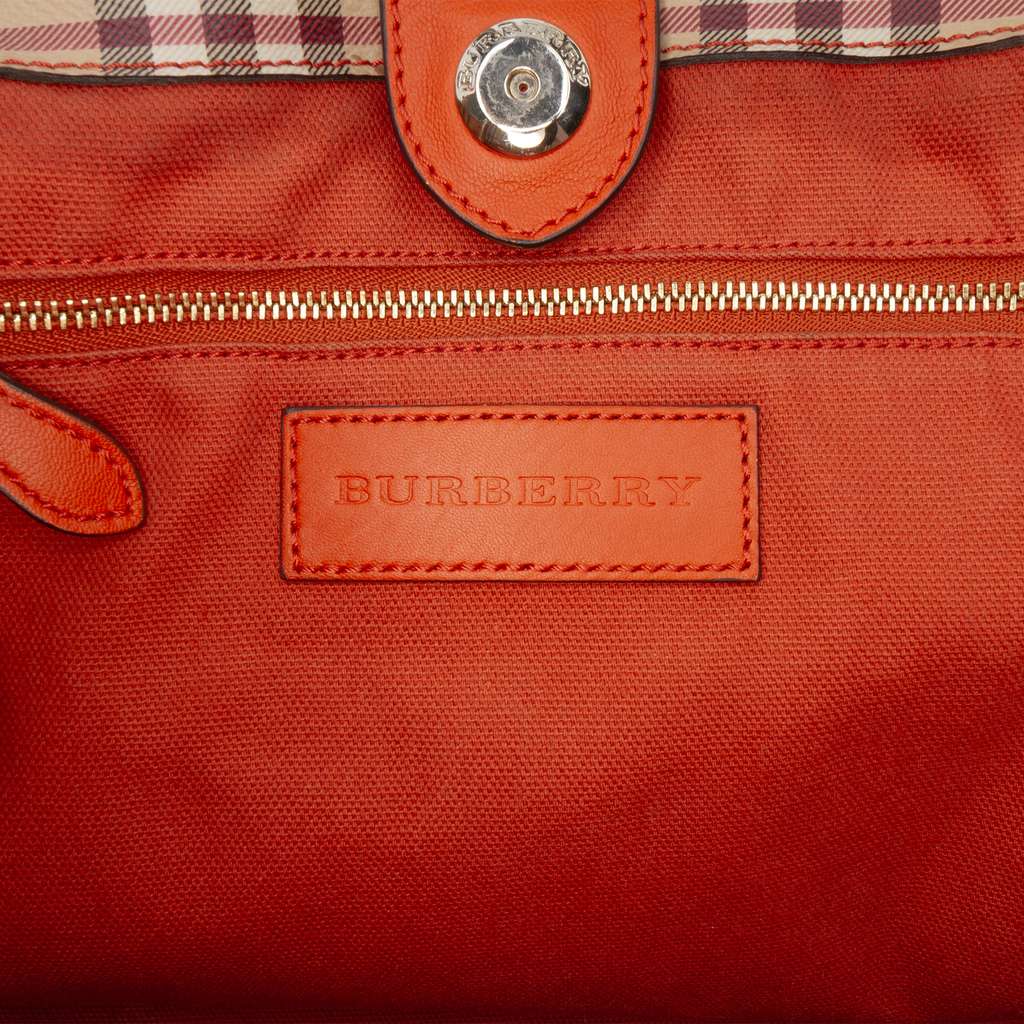 Burberry Small Leather Trimmed Haymarket Check Coated Canvas Canterbury Tote - Side view