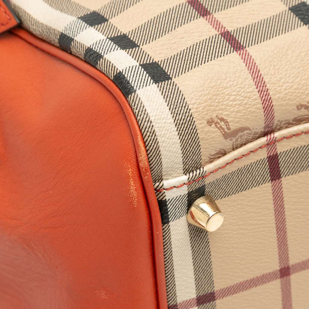 Burberry Small Leather Trimmed Haymarket Check Coated Canvas Canterbury Tote - Detail 2