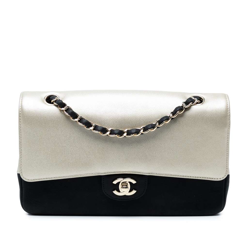 Chanel Medium Classic Bicolor Caviar Double Flap