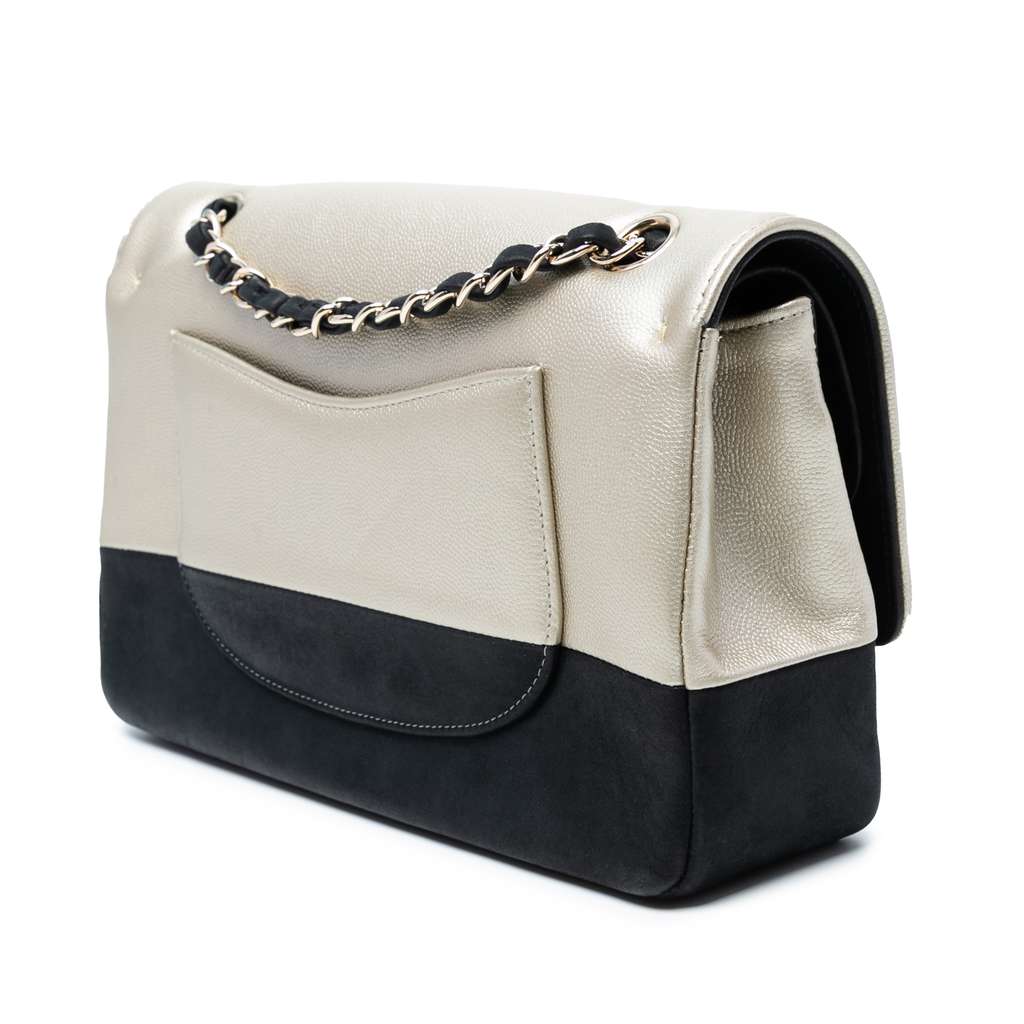 Chanel Medium Classic Bicolor Caviar Double Flap - Back view