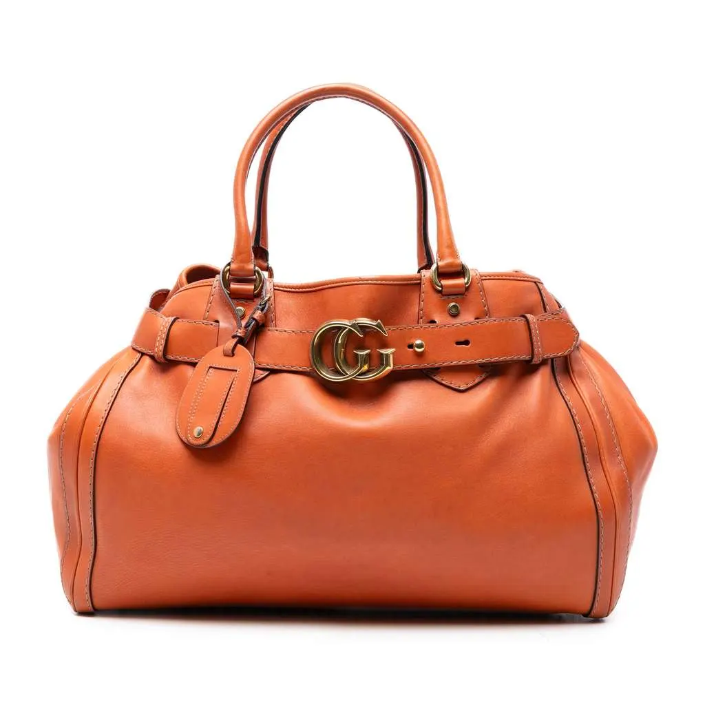 Gucci GG Canvas Running Tote Orange Canvas Good - Front View