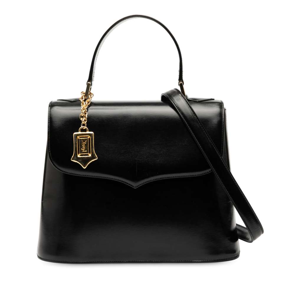 Saint Laurent Leather Logo Charm Top Handle Bag
