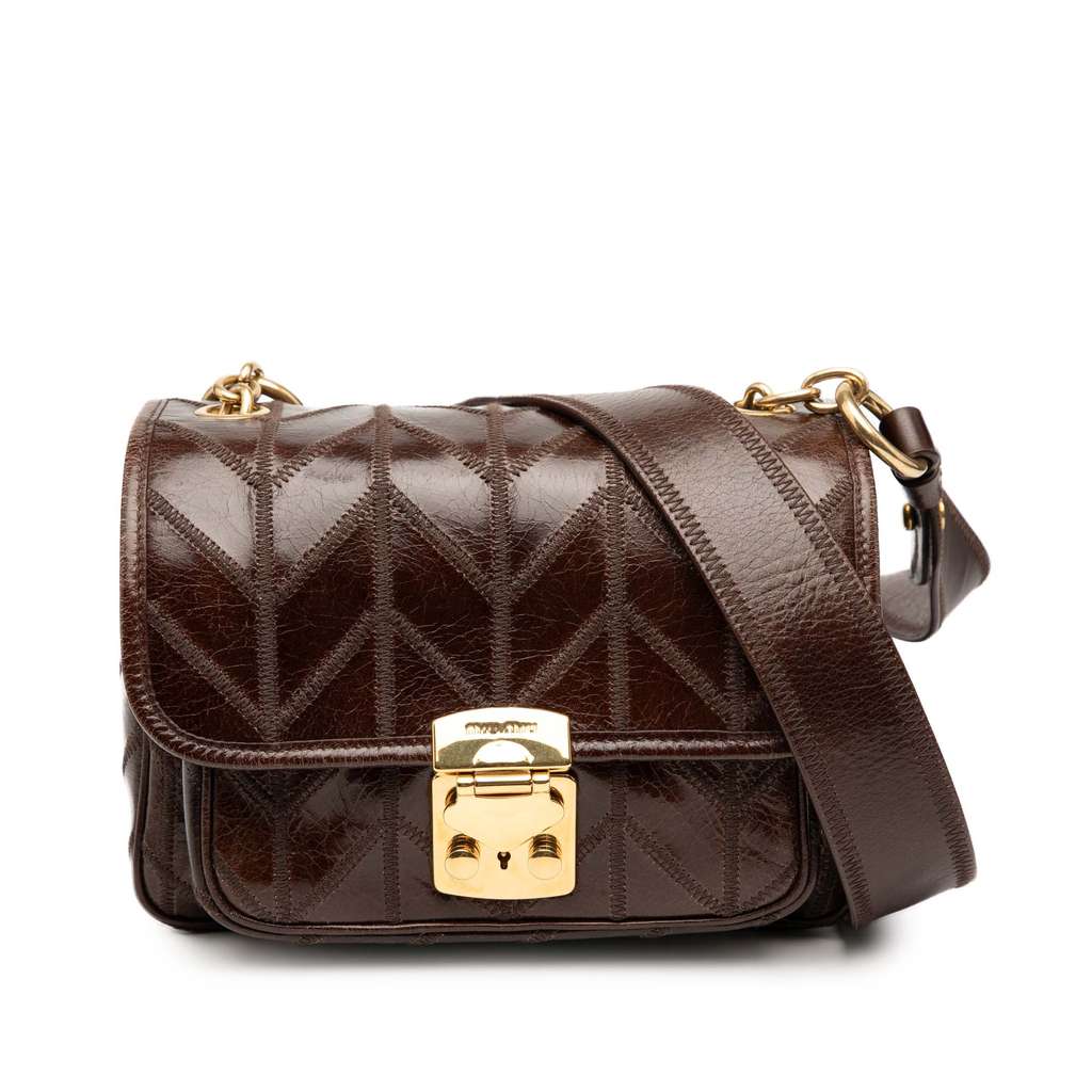 Miu Miu Nappa Chevron Patchwork Flap