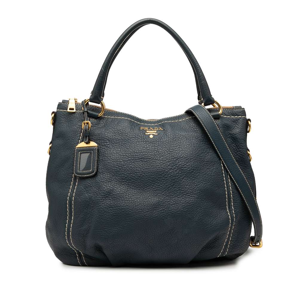 Prada Vitello Daino Zip Top Satchel