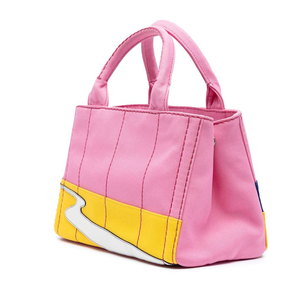 Prada Small Canvas Canapa Desert Motif Patch Satchel - Back view