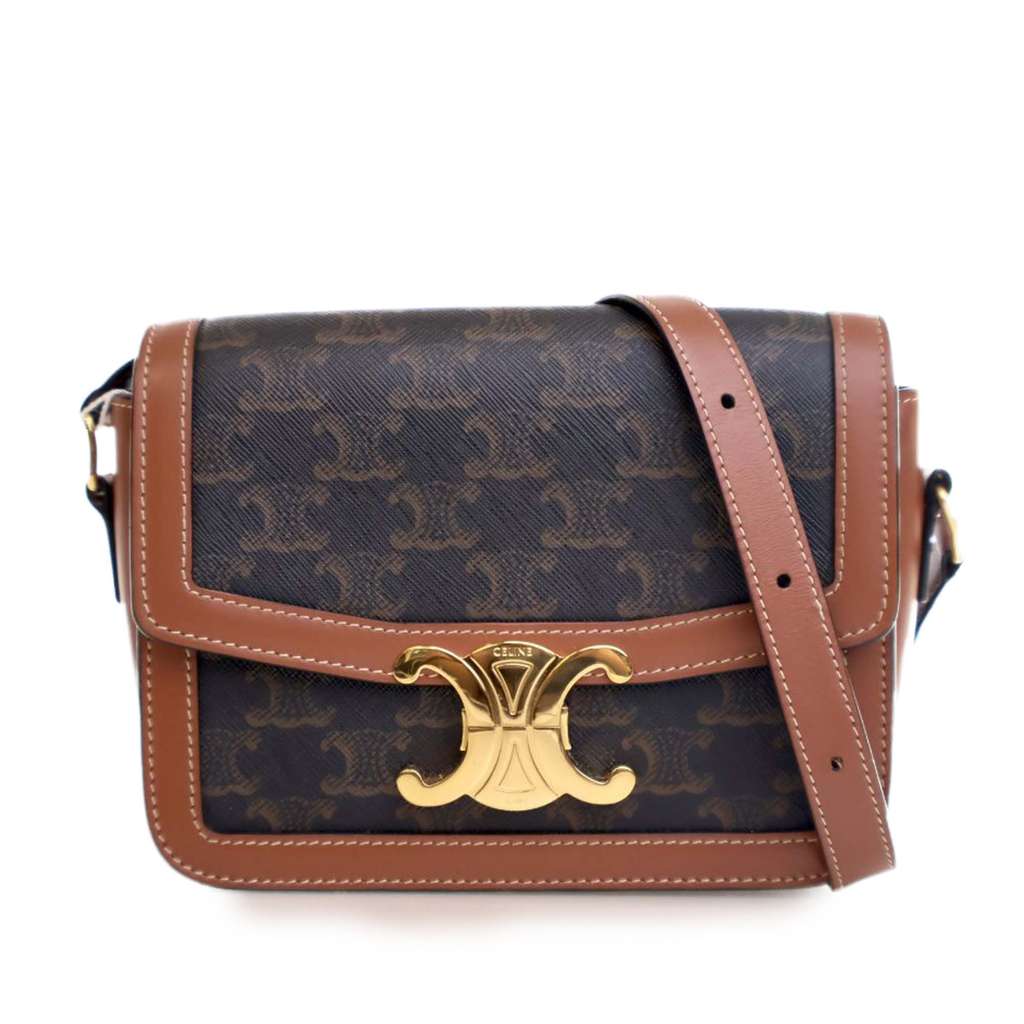 Celine Teen Triomphe Coated Canvas and Calfskin Triomphe Crossbody