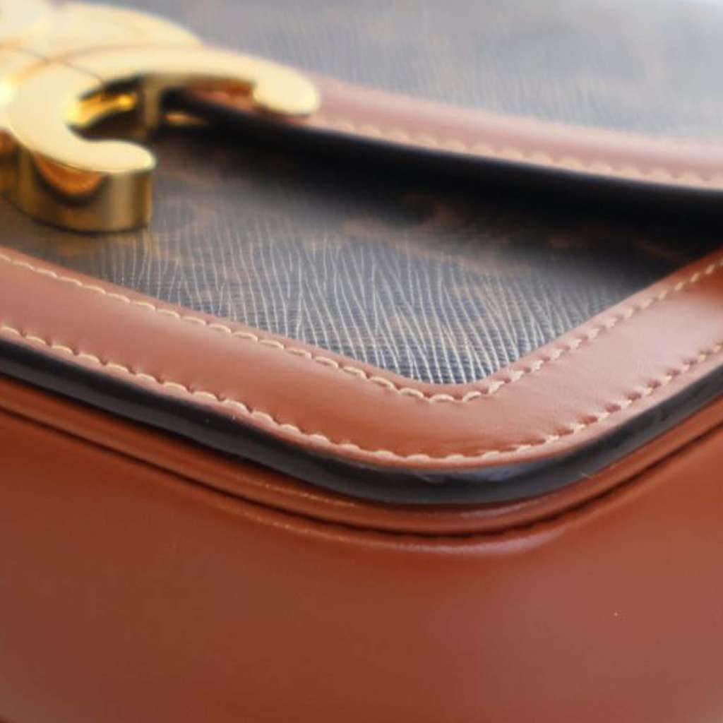 Celine Teen Triomphe Coated Canvas and Calfskin Triomphe Crossbody - Image 13