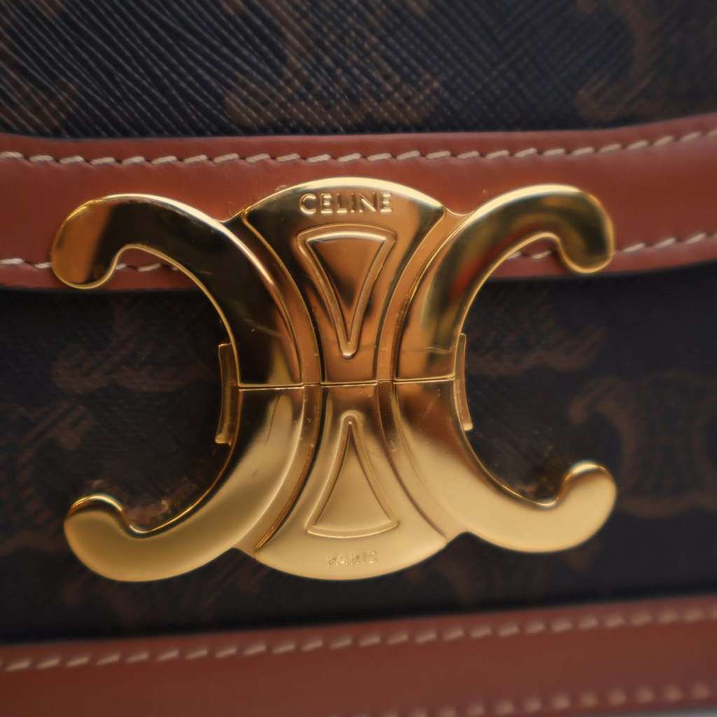 Celine Teen Triomphe Coated Canvas and Calfskin Triomphe Crossbody - Image 14