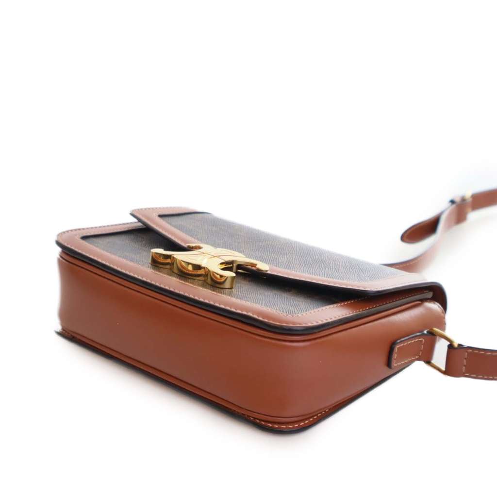 Celine Teen Triomphe Coated Canvas and Calfskin Triomphe Crossbody - Detail 1