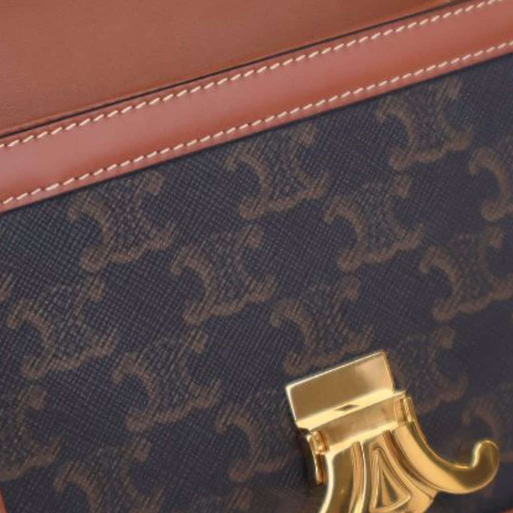 Celine Teen Triomphe Coated Canvas and Calfskin Triomphe Crossbody - Image 11