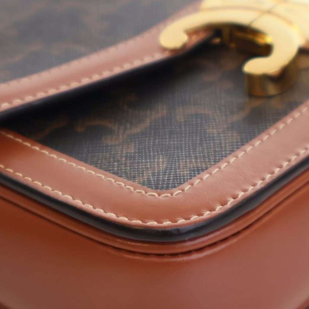 Celine Teen Triomphe Coated Canvas and Calfskin Triomphe Crossbody - Image 12