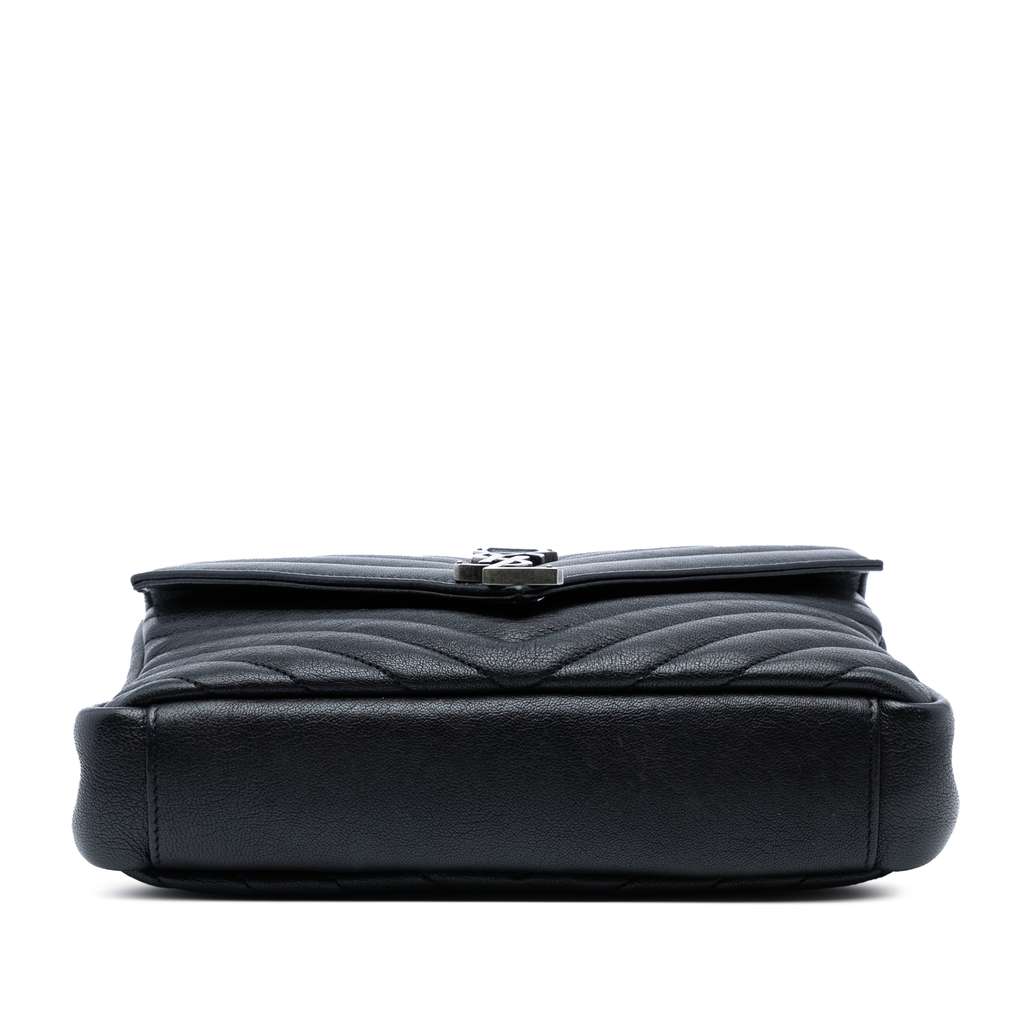 Saint Laurent Medium Quilted Chevron Sheepskin College Satchel - Image 6