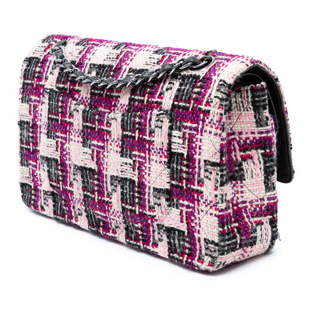 Chanel Medium Classic Tweed Double Flap - Back view